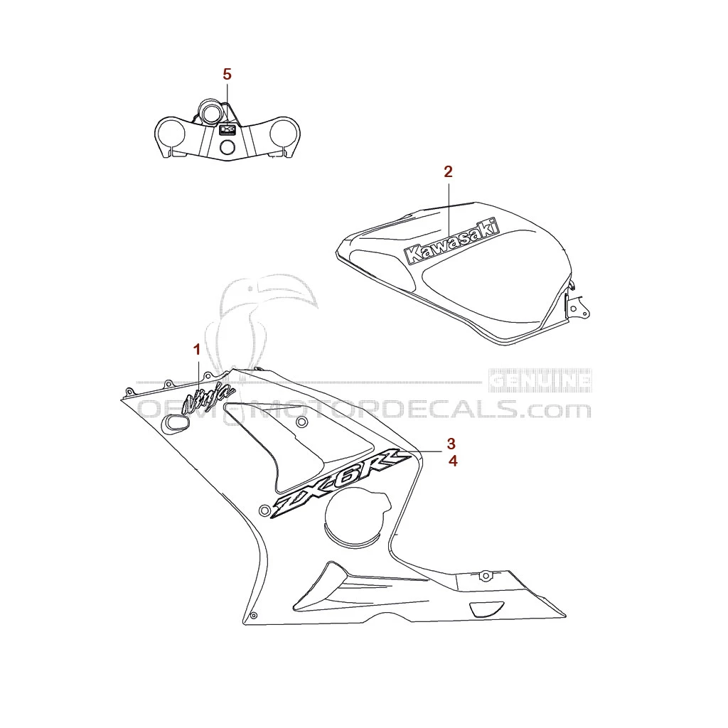 OEM Decals Kawasaki NINJA ZX6RR 2004 - Green • Original Stickers
